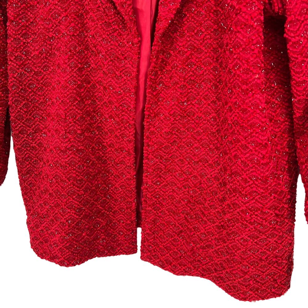 NEW NWT Alfred Dunner BEAUTIFUL Sz 16 Red Sparkly Jacket Blouse Shirt Top - Picture 6 of 9